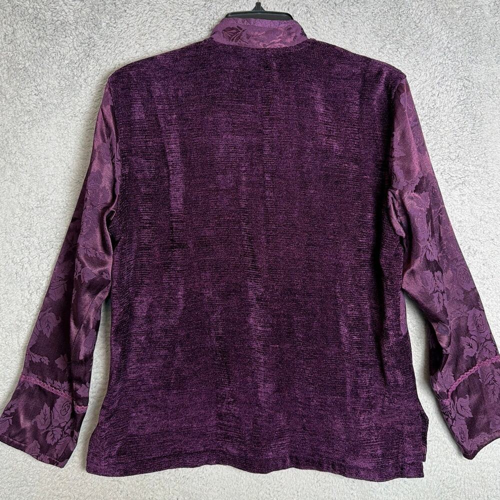 Coldwater Creek Patchwork Chenille Jacket Purple Jacquard Art To Wear VTG 90s - Picture 3 of 8